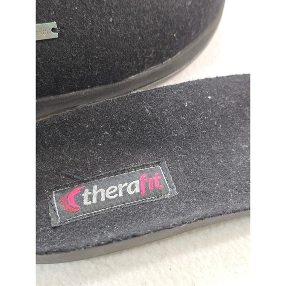 Therafit Black Felt Wool Clogs Slip On Shoes Womens Size 10.5 / 11 Comfort - Picture 3 of 12